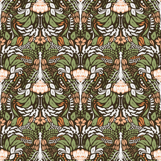 Earthy Botanical Intricate Luxurious Floral Wallpaper⁠