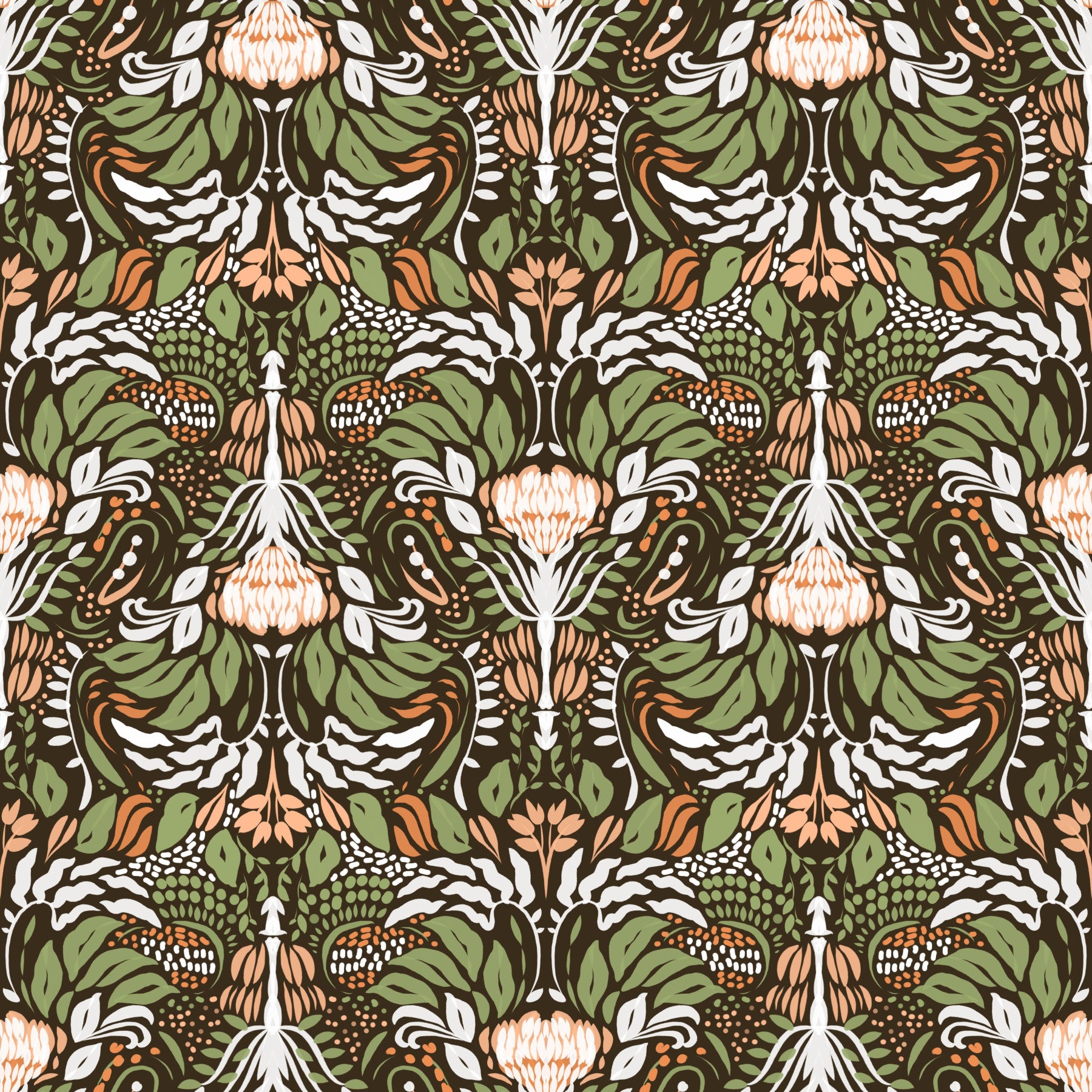 Earthy Botanical Intricate Luxurious Floral Wallpaper⁠