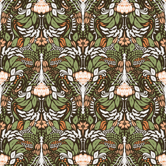 Earthy Botanical Intricate Luxurious Floral Wallpaper⁠