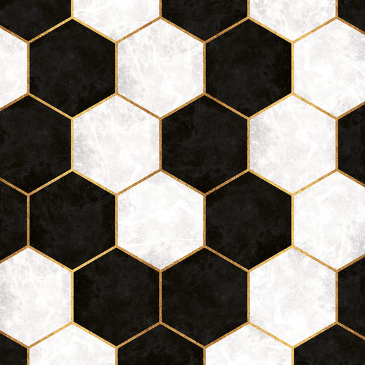 Black and White Luxe Hexagons Wall Mural
