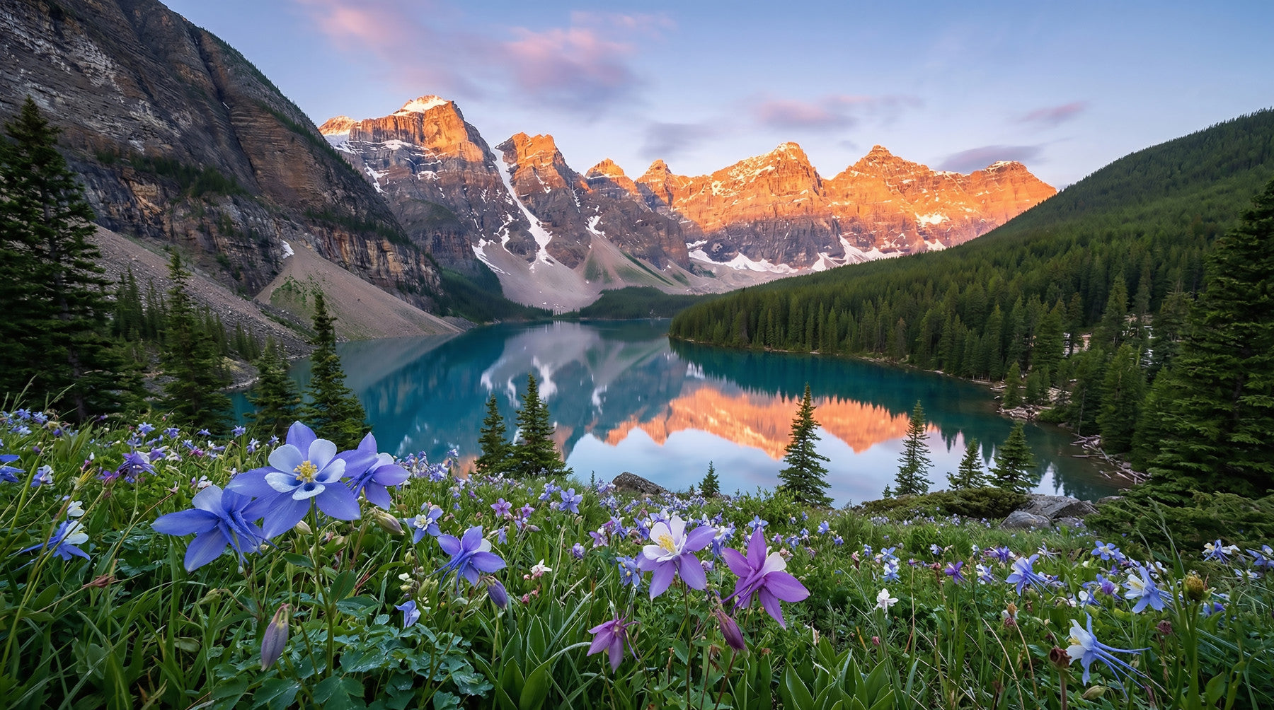 Alpine Glow & Lakeside Blooms Wall Mural