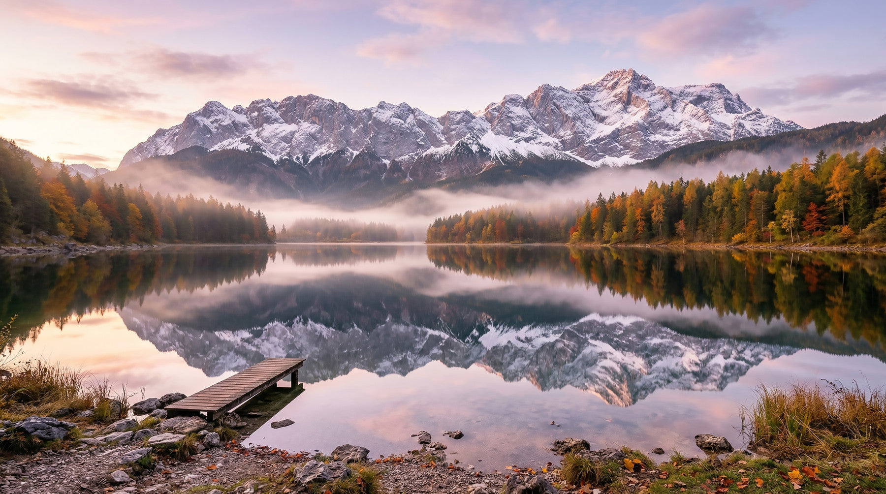 Alpenglow Lake Reflection Wall Mural