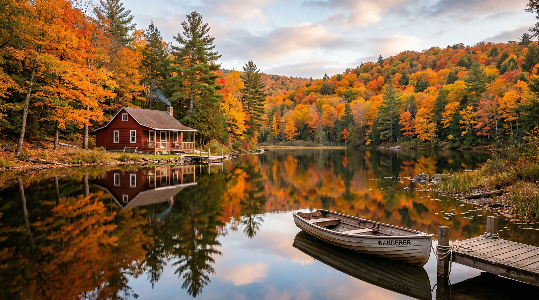 Autumn Lakeside Dream Wall Mural
