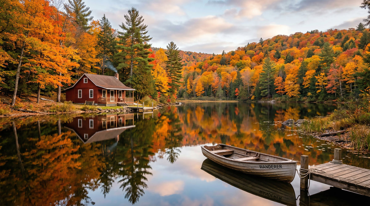 Autumn Lakeside Dream Wall Mural in your room — zoomed