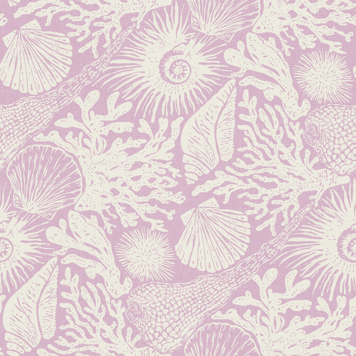 Boho Seashell & Coral Lavender Wallpaper⁠
