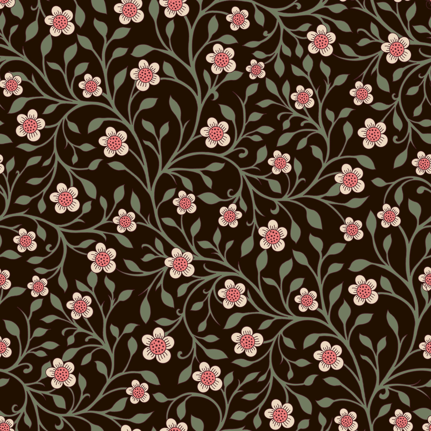 Dark Botanical Charm Wallpaper⁠