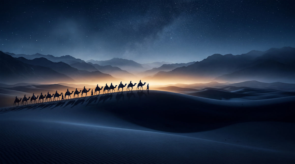 Desert Odyssey: Under a Star-Filled Sky Wall Mural in your room — zoomed