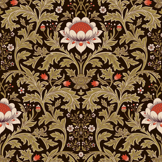Arts & Crafts Botanical Tapestry Wallpaper⁠