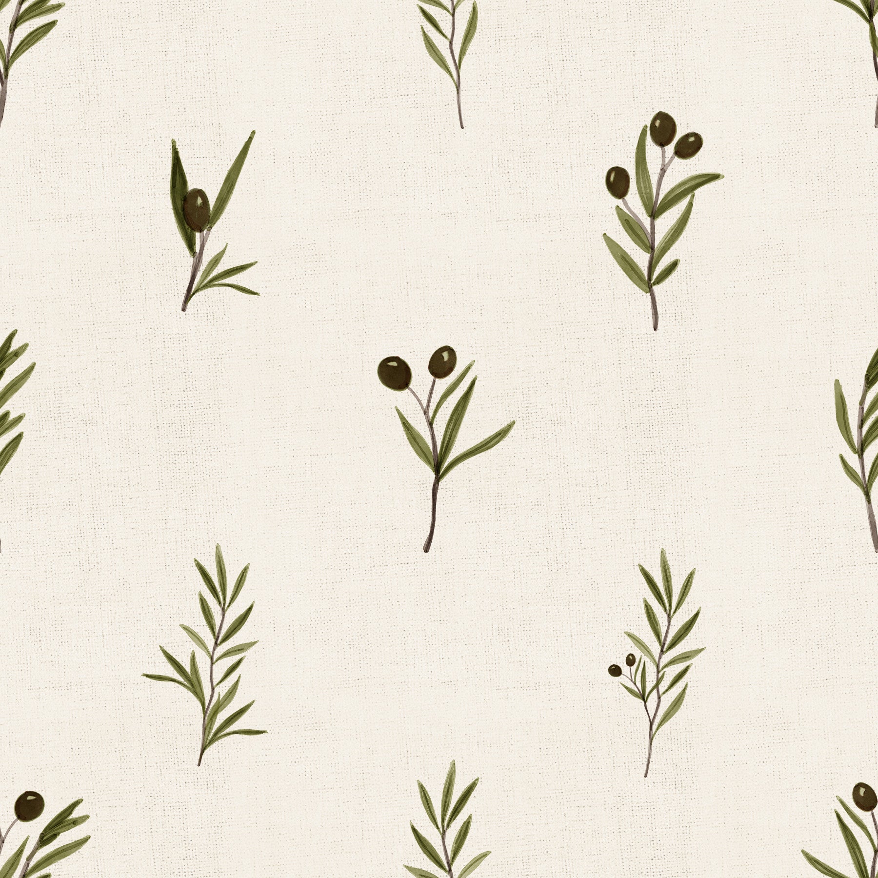 Tuscany Olive Branches On Canvas Wallpaper⁠