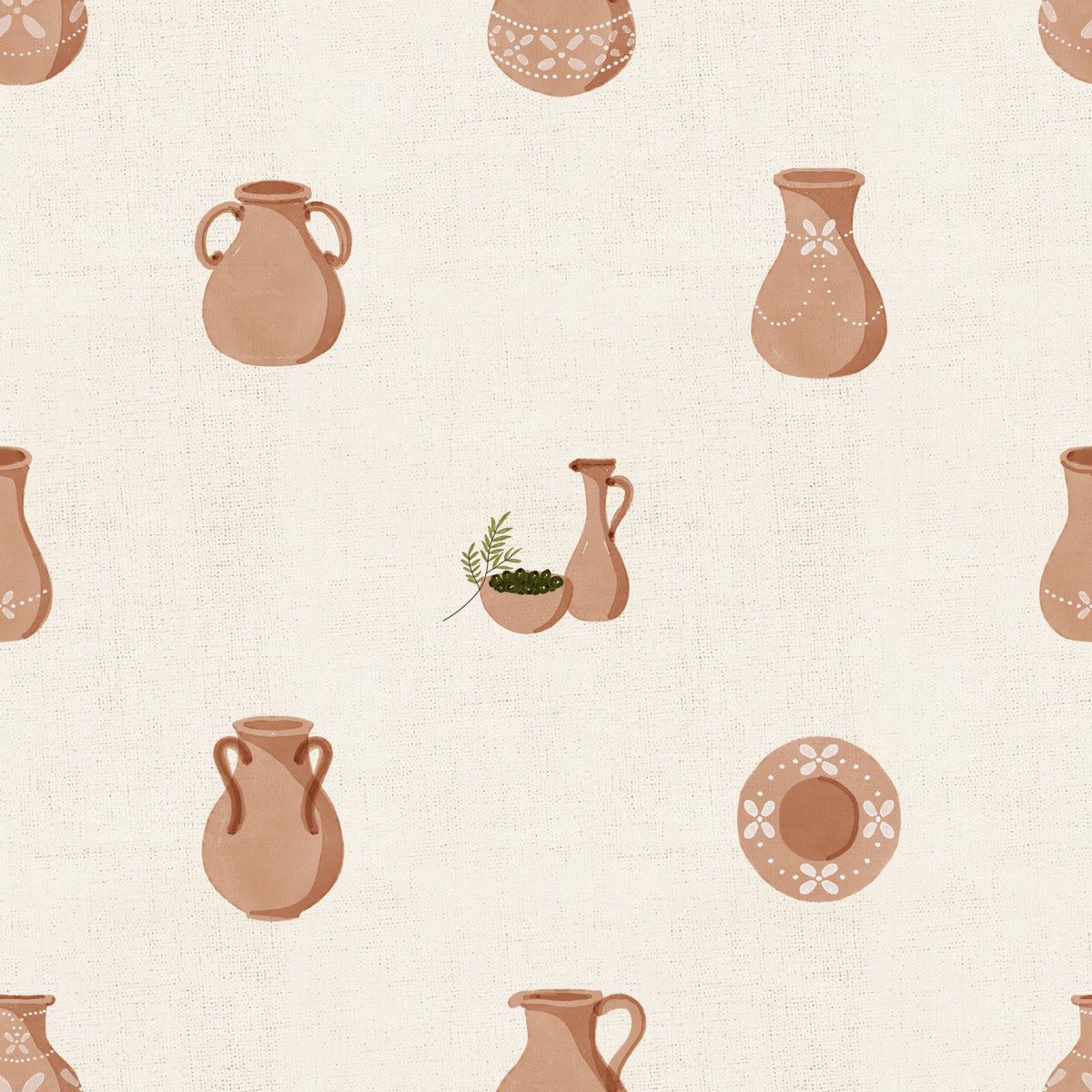 Tuscany Pottery On Canvas Wallpaper⁠