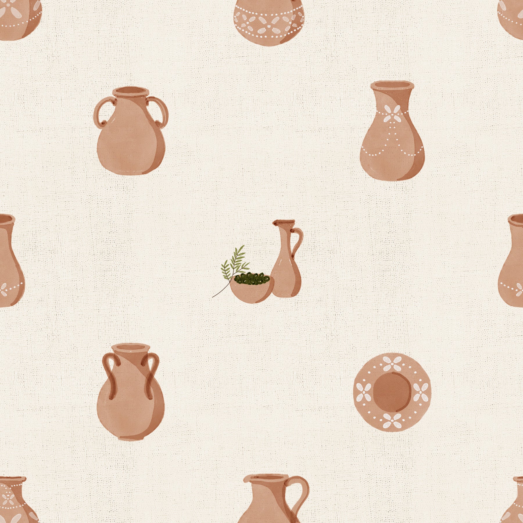 Tuscany Pottery On Canvas Wallpaper⁠