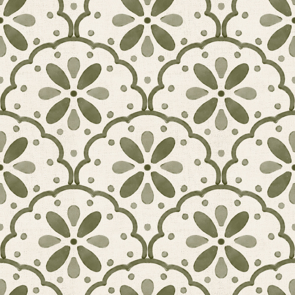 Tuscany Scallop Olive Wallpaper⁠