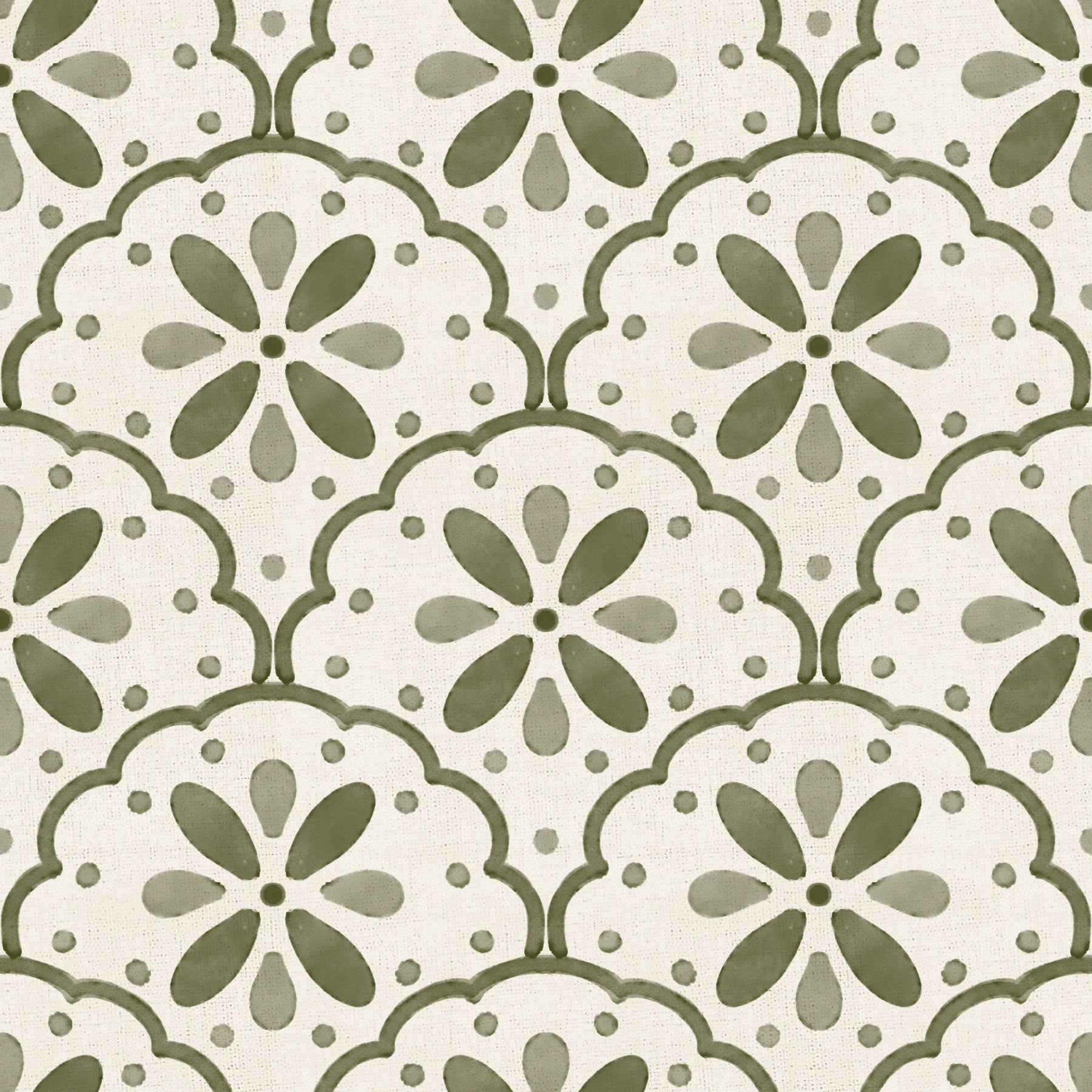 Tuscany Scallop Olive Wallpaper⁠