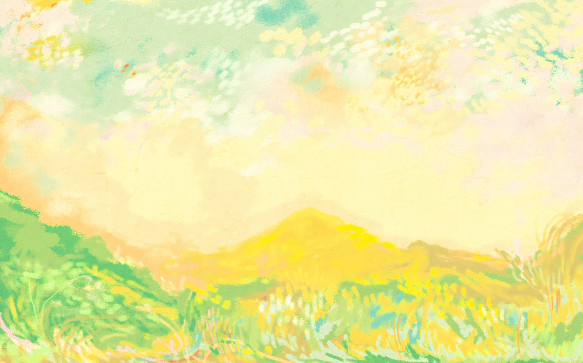 Golden Meadow Whispers Soft Impressionism charcoal strokes Wall Mural