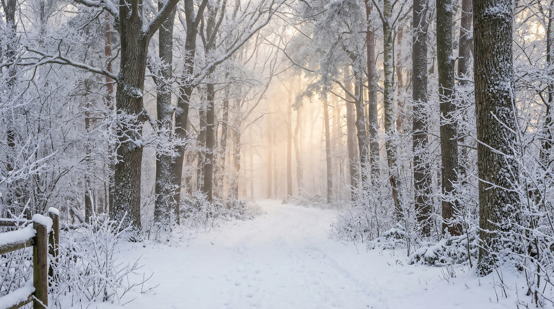 Misty Winter Forest Glow Wall Mural