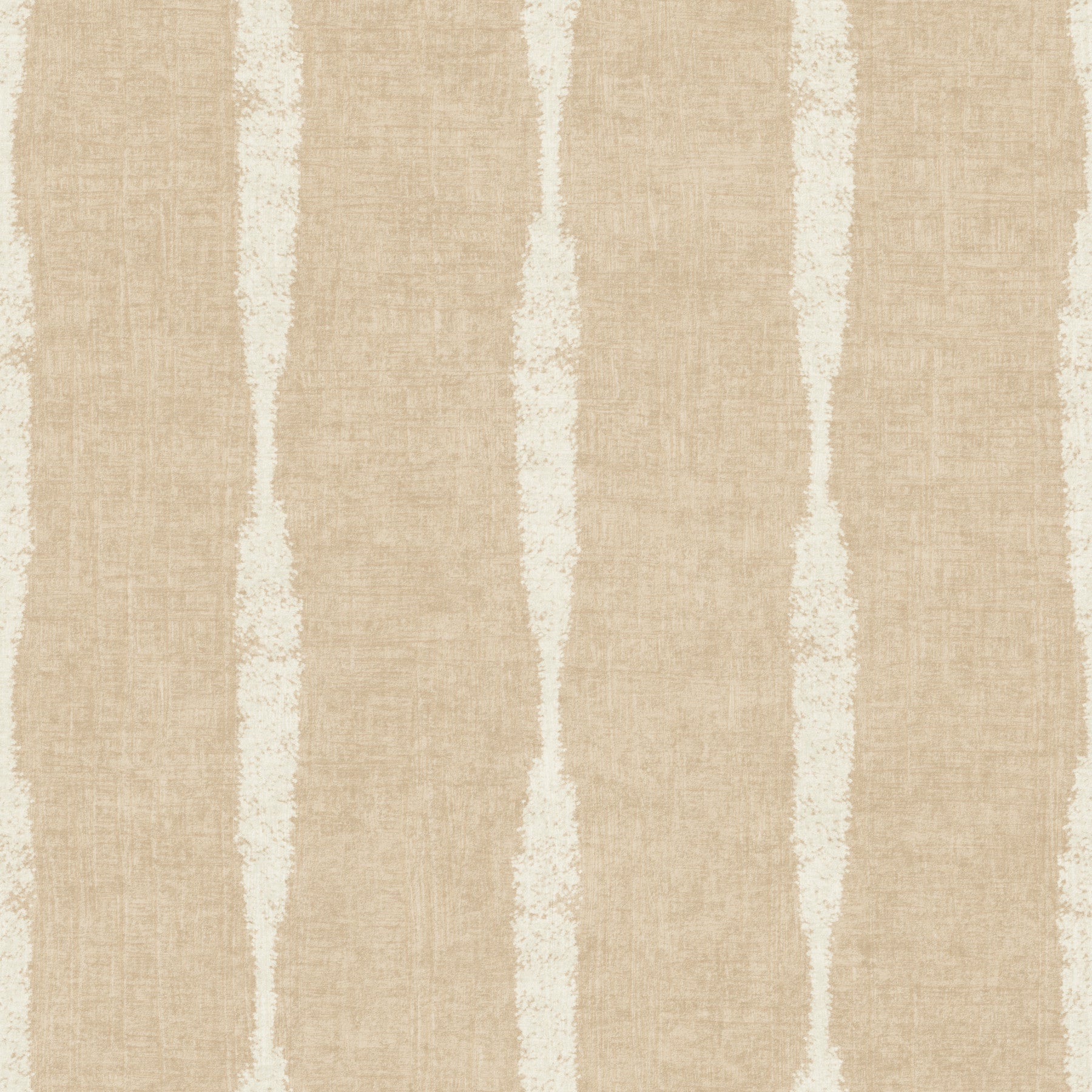 Creamy White Textured Distressed Stripes on Warm Beige Wallpaper⁠