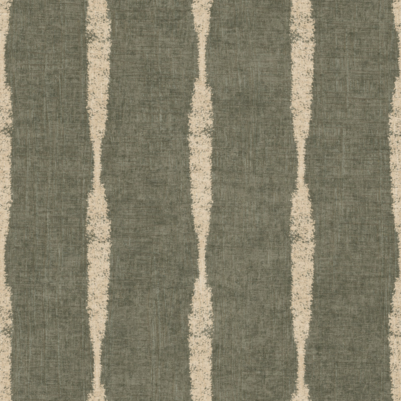 Warm Beige Textured Distressed Stripes on Muted Green Wallpaper⁠