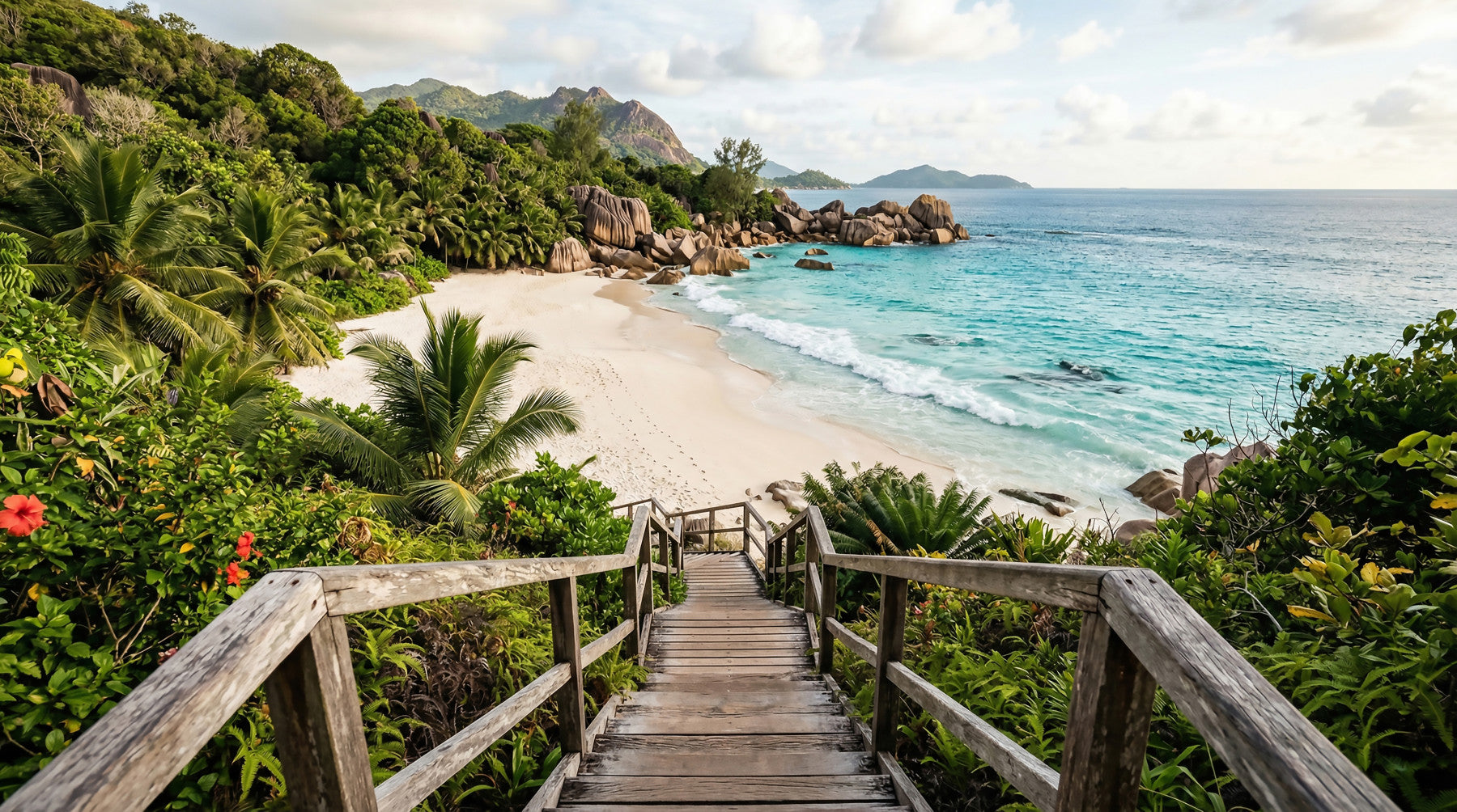 Island Steps to Turquoise Shores Wall Mural