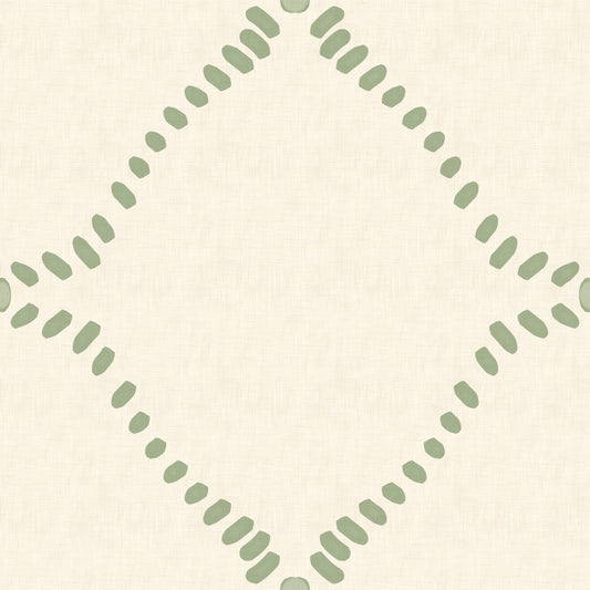 Beachy Boho Costal Green Dotted Lattice Wallpaper⁠