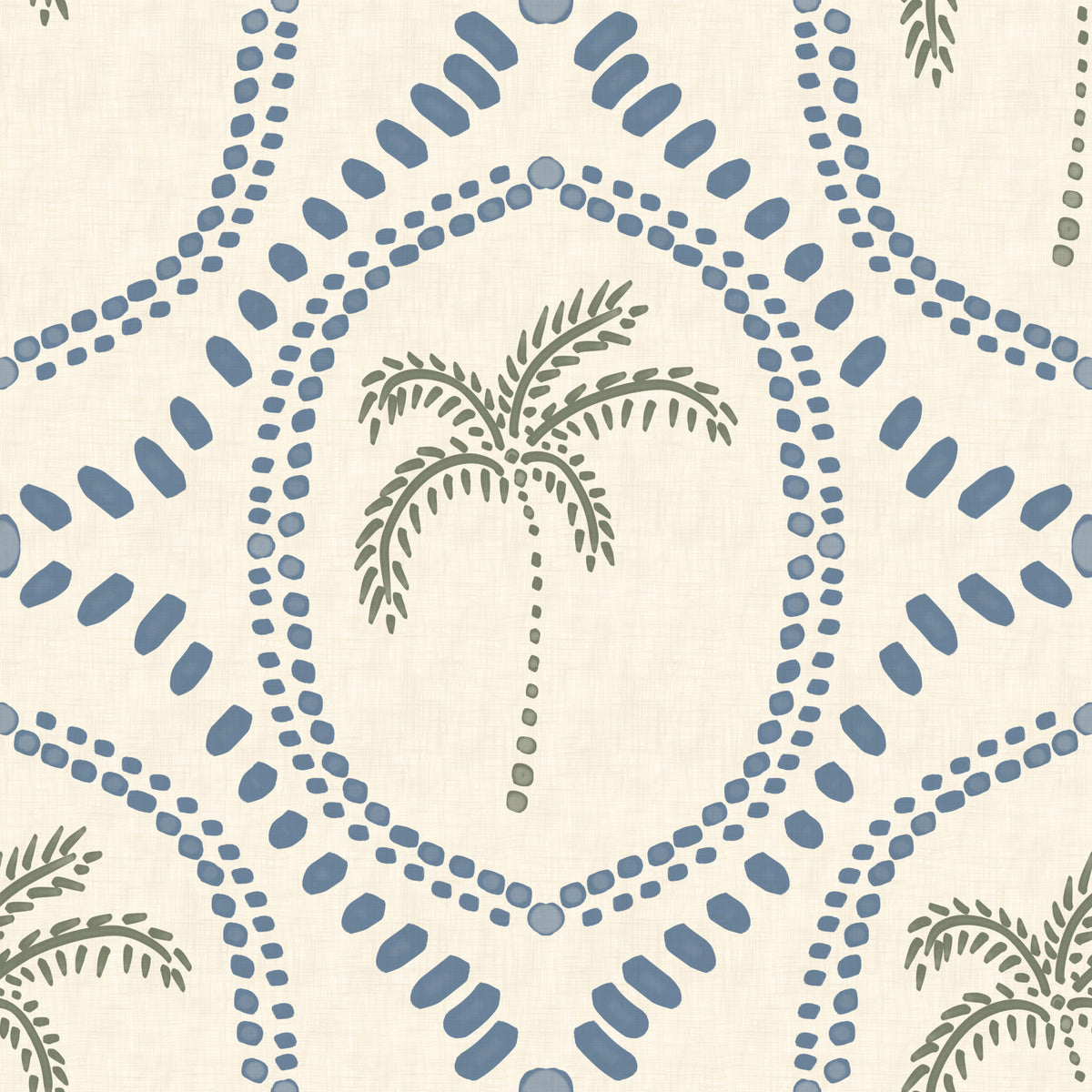Beachy Boho Palm Oasis Slate Blue Wallpaper⁠