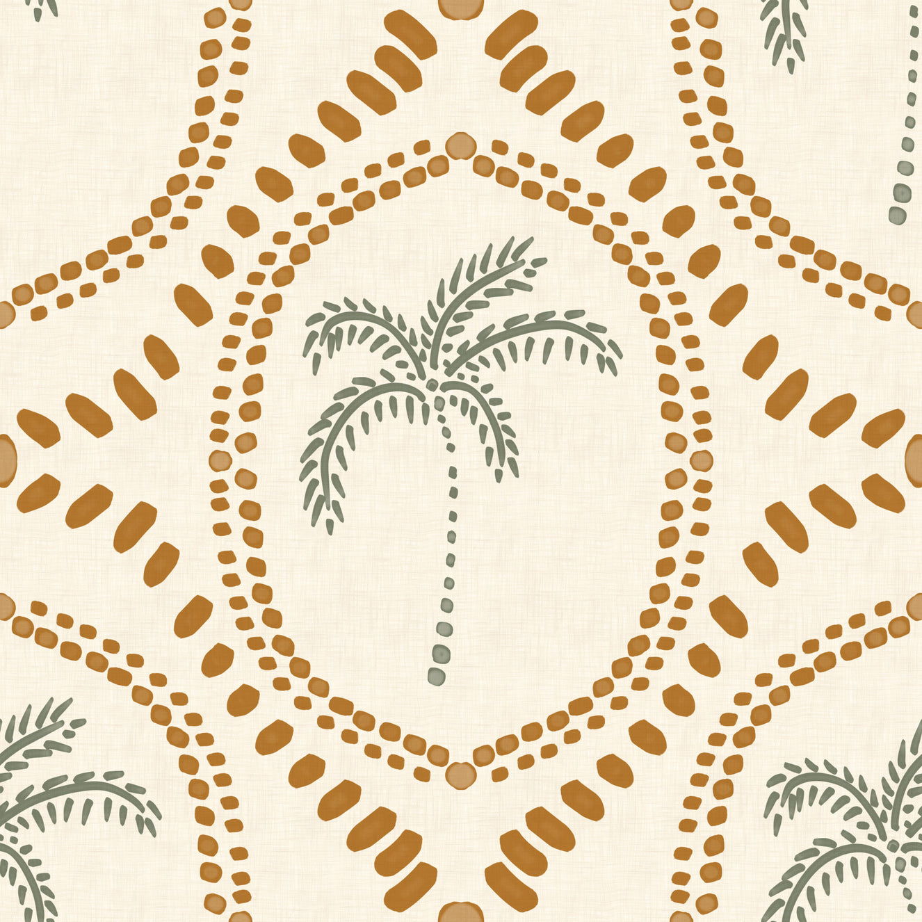 Beachy Boho Palm Oasis Golden Wallpaper⁠