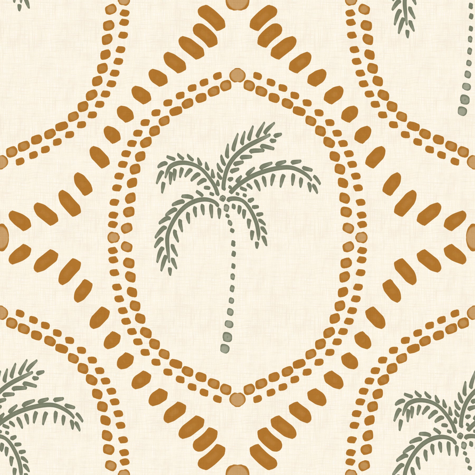 Beachy Boho Palm Oasis Golden Wallpaper⁠