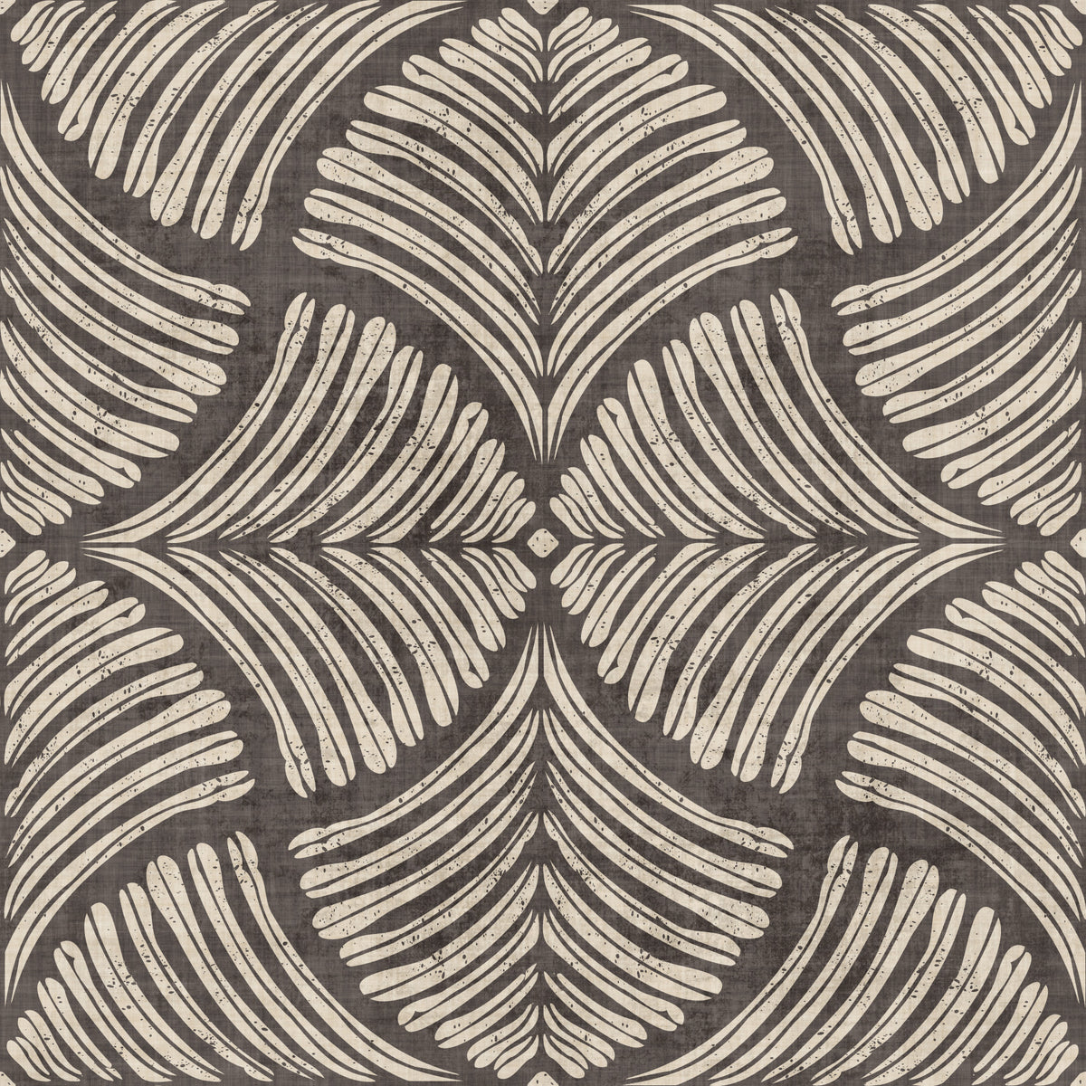 Charcoal Brown Textured Scallops Fan Japandi  Wallpaper⁠