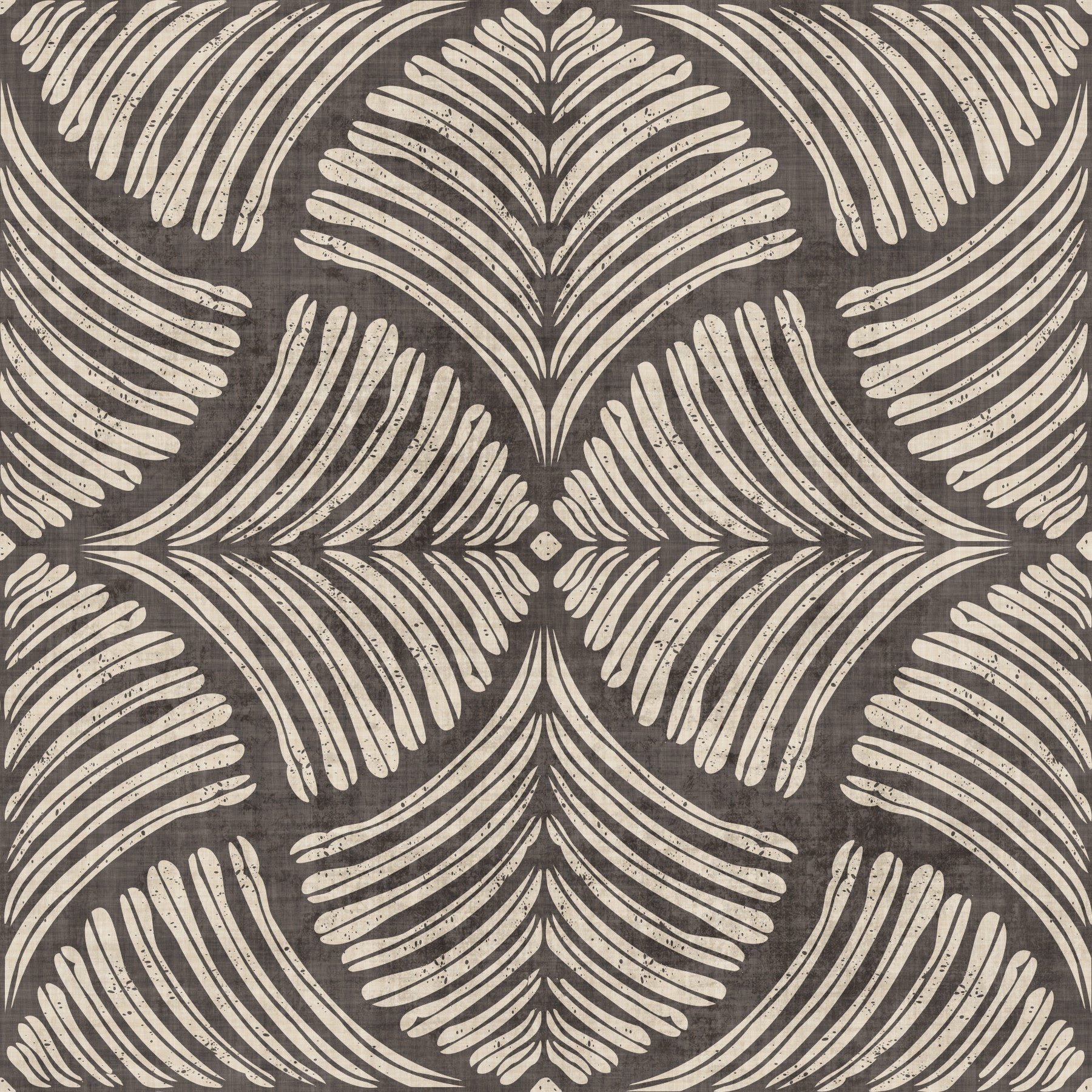 Charcoal Brown Textured Scallops Fan Japandi  Wallpaper⁠