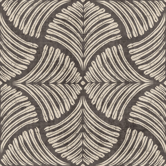 Charcoal Brown Textured Scallops Fan Japandi  Wallpaper⁠