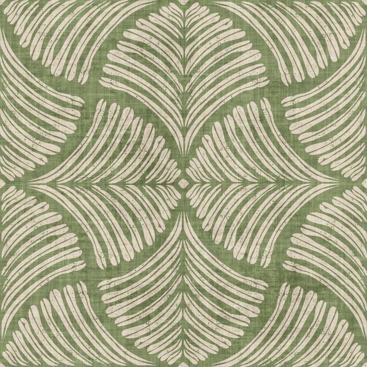 Moss Green Textured Scallops Fan Japandi Minimalist Wallpaper⁠