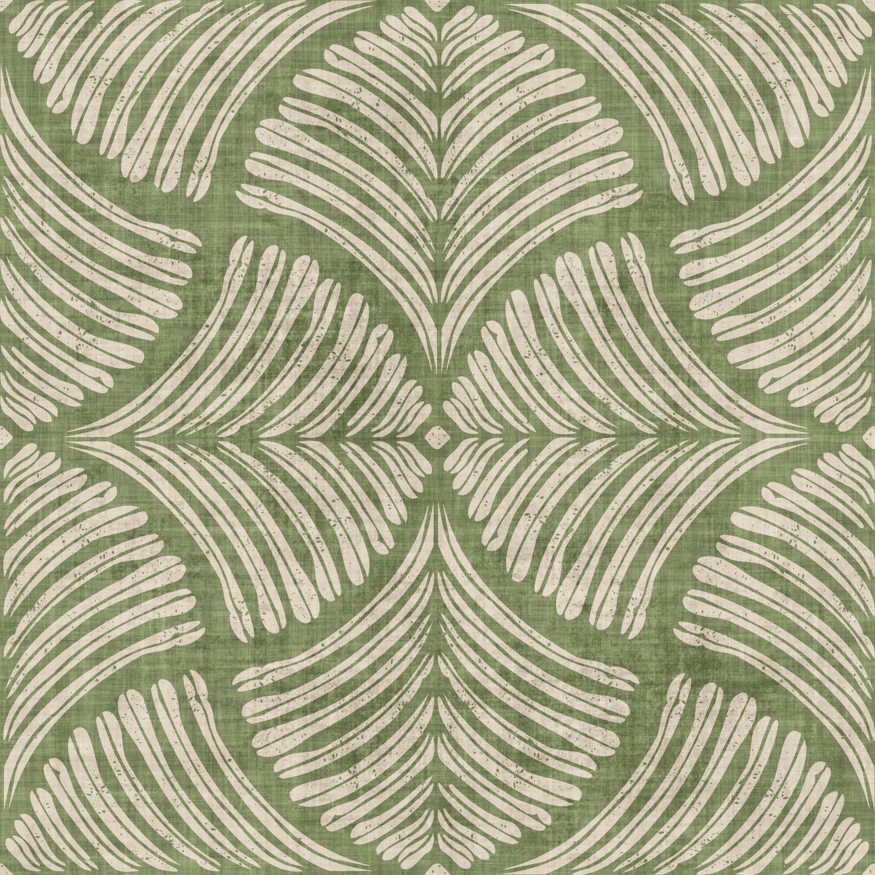Moss Green Textured Scallops Fan Japandi Minimalist Wallpaper⁠