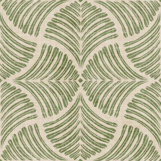 Muted Green Textured Scallops Fan Japandi Minimalist  Wallpaper⁠