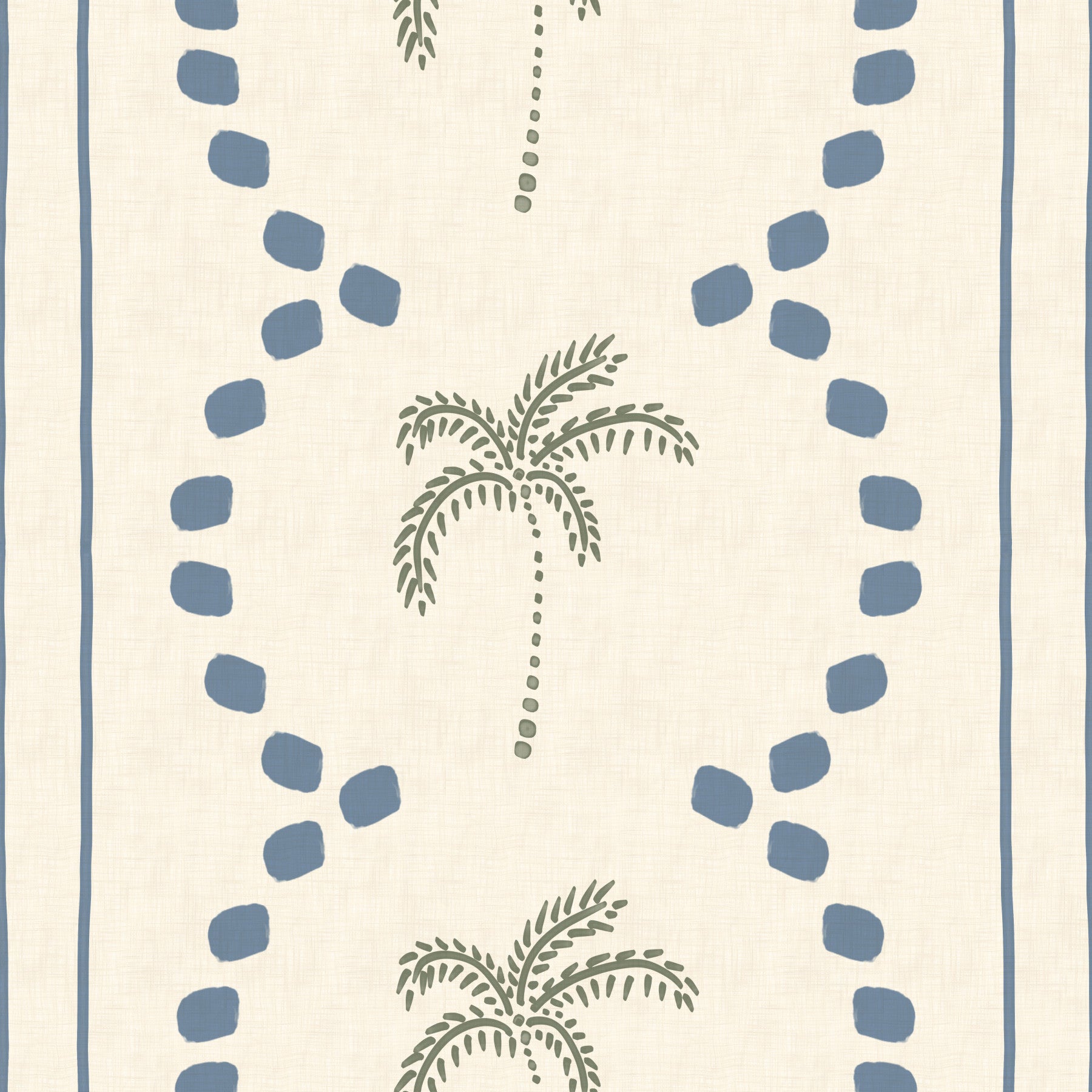 Tropical Palm Deco Stripes Slate Blue Wallpaper⁠ in your room — zoomed
