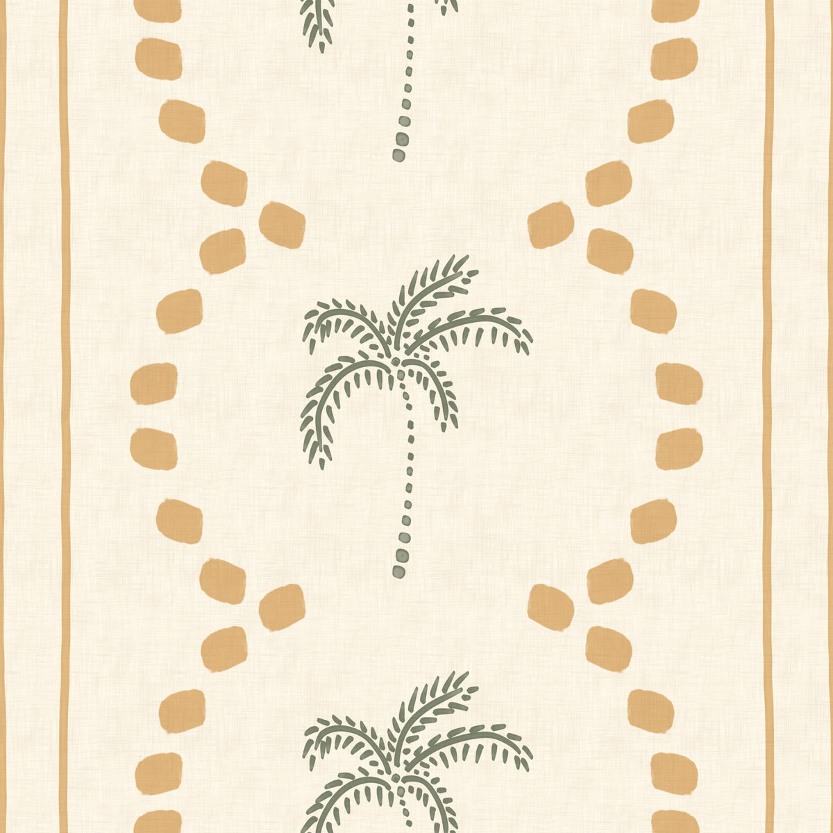 Tropical Palm Deco Stripes Sand Wallpaper⁠