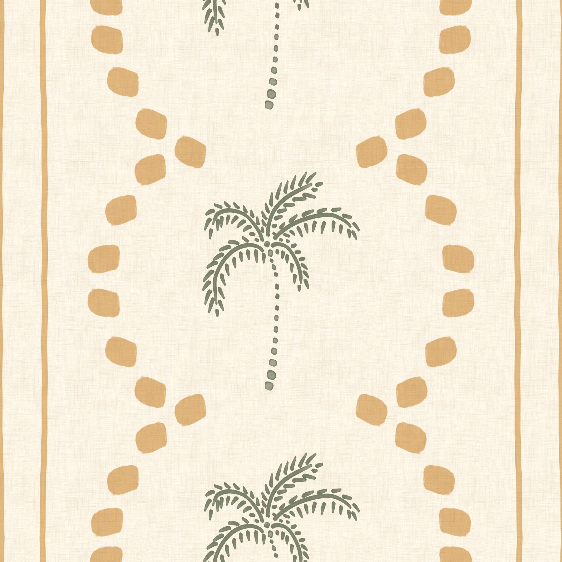 Tropical Palm Deco Stripes Sand Wallpaper⁠