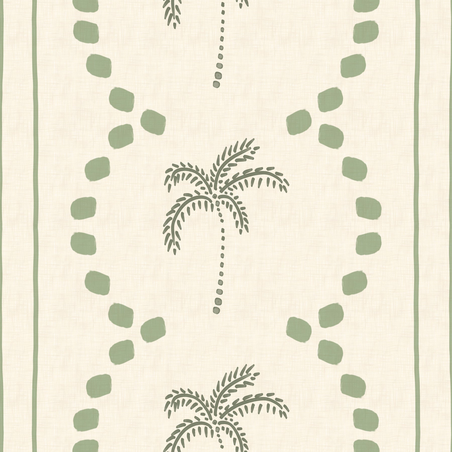 Tropical Palm Deco Stripes Costal Green Wallpaper⁠