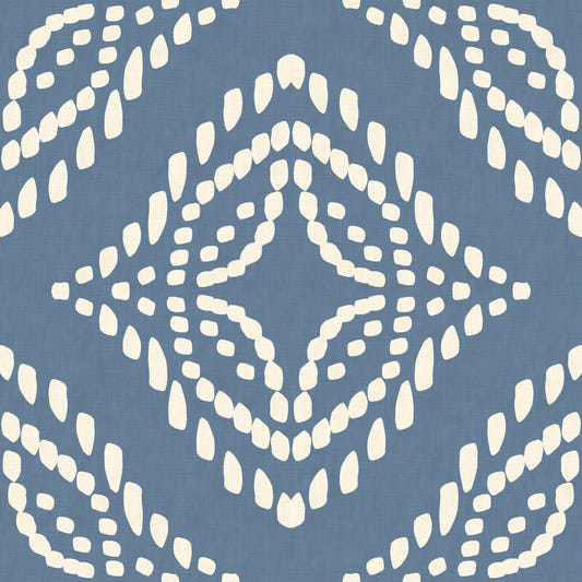 Block Print Ornament Slate Blue Canvas Wallpaper⁠
