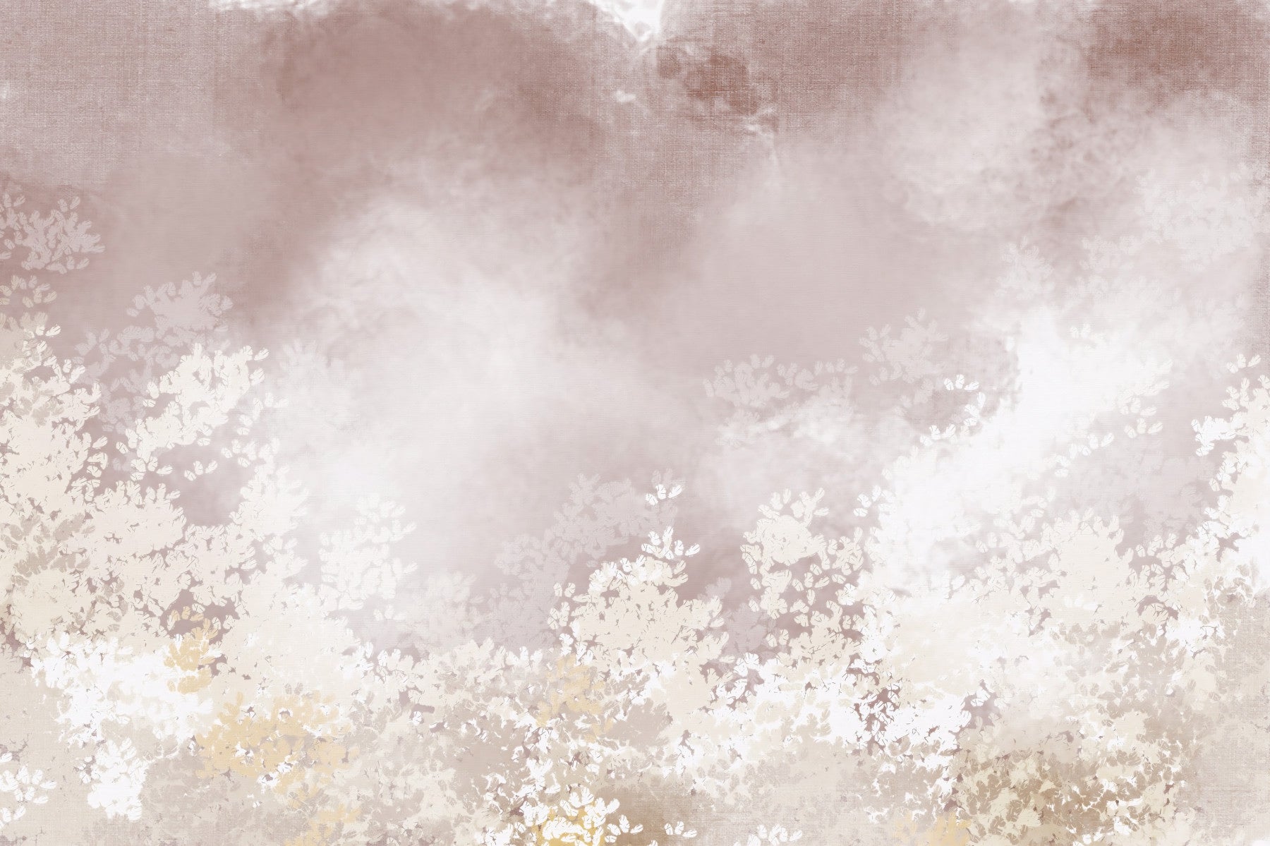 Gentle Leaf Veil Misty white meadow  Wall Mural