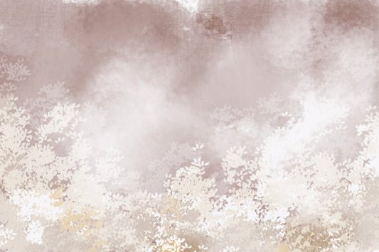 Gentle Leaf Veil Misty white meadow  Wall Mural