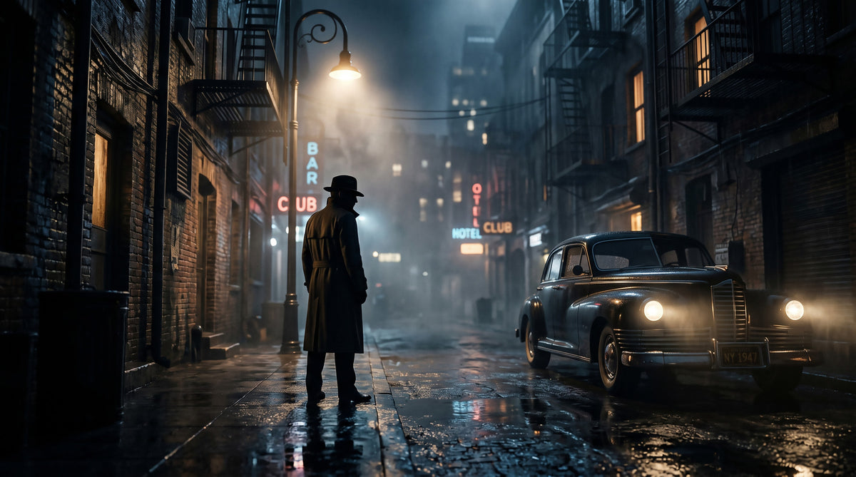 Midnight City Noir Wall Mural in your room — zoomed