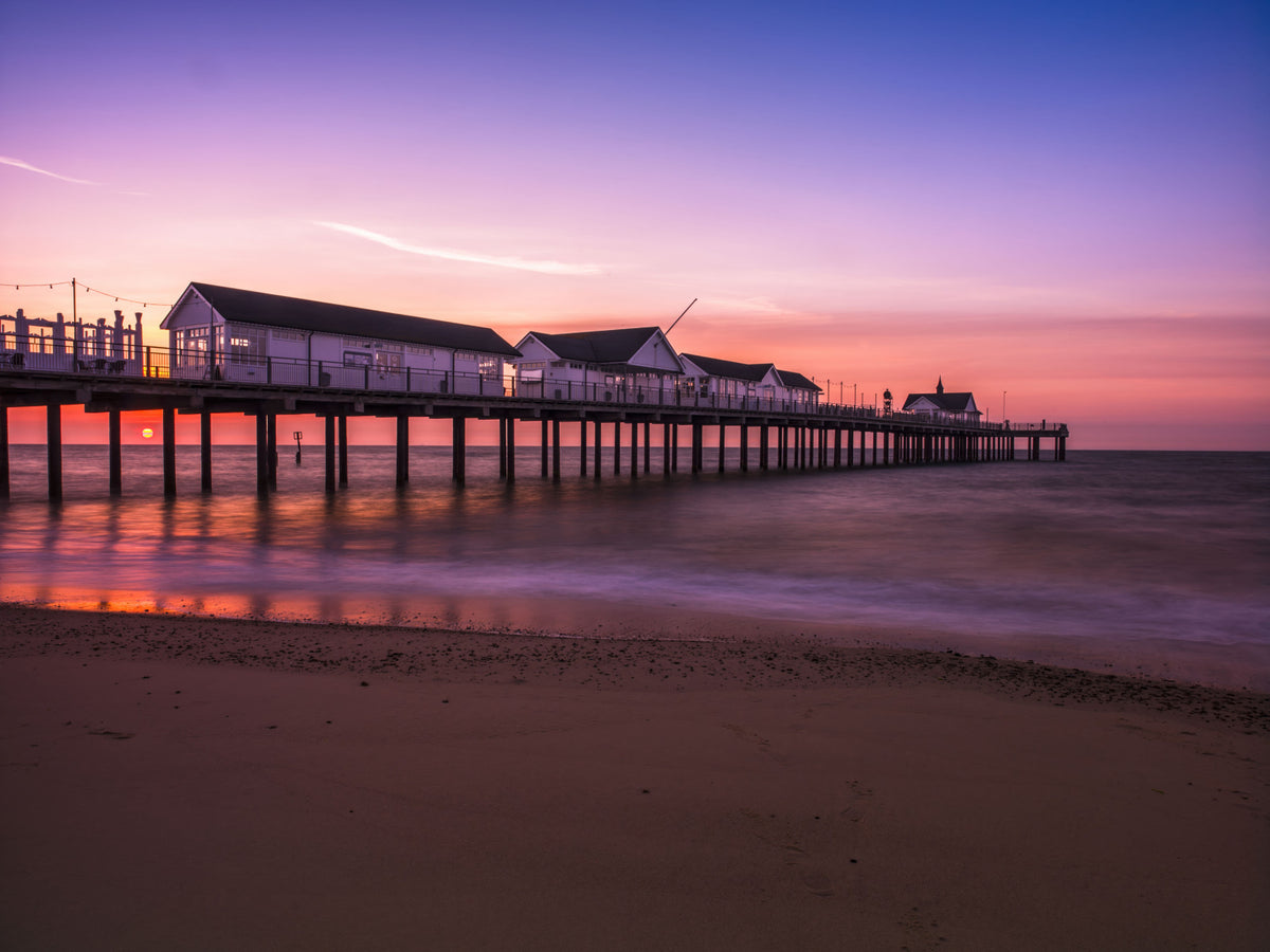 Sunset Pier Reverie Wall Mural in your room — zoomed