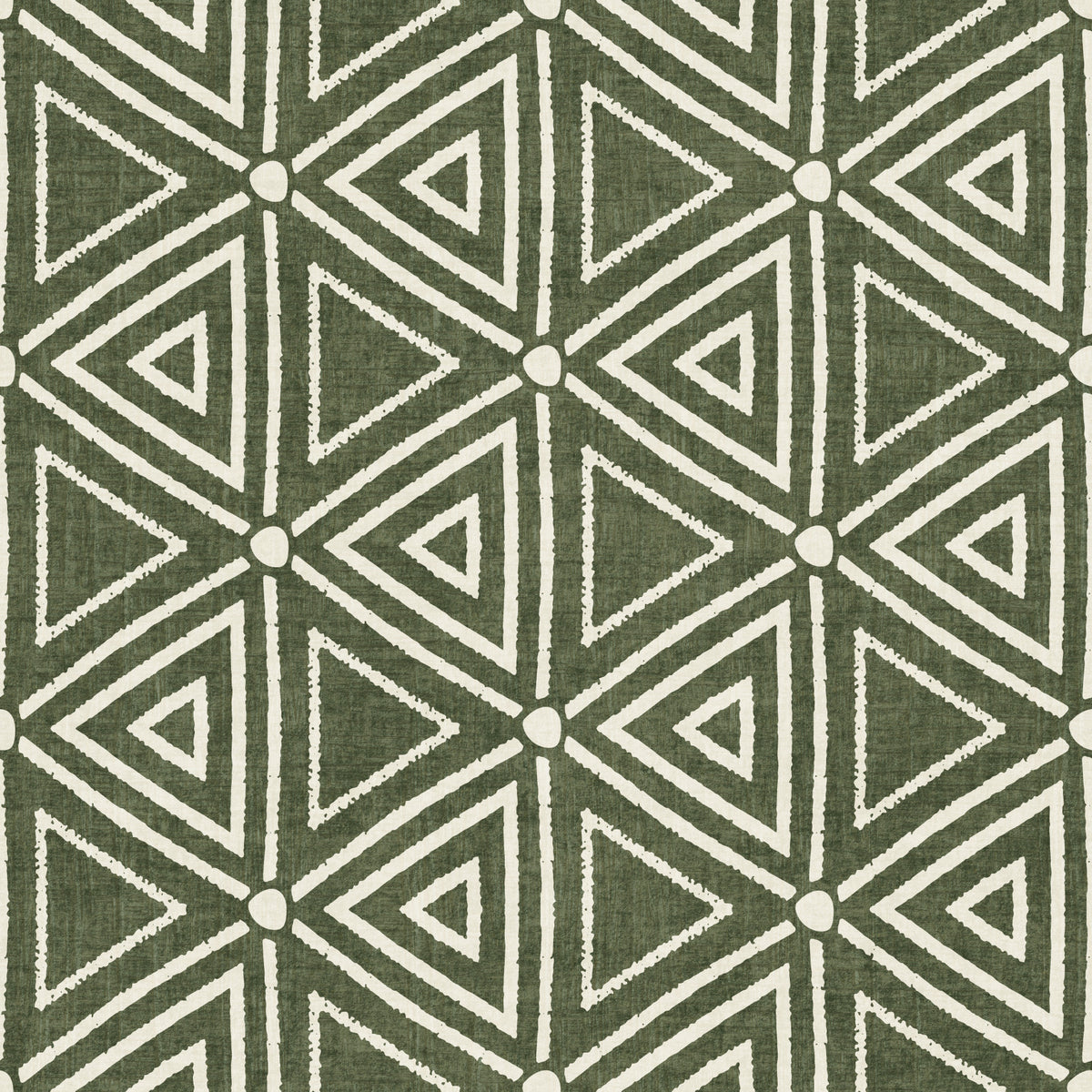 Textured Mudcloth Geometric Triangles Boho Moss Green Wallpaper⁠