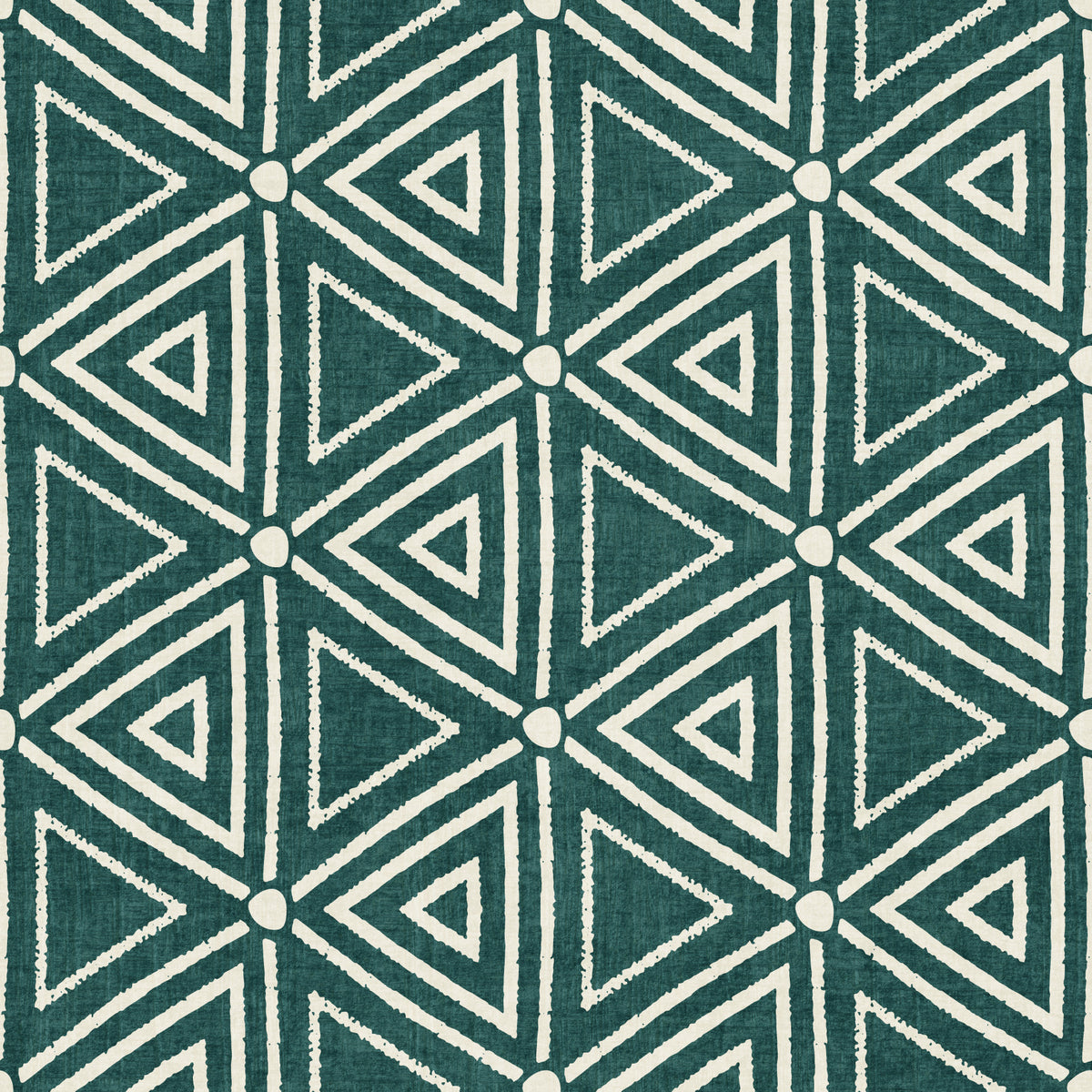 Textured Mudcloth Geometric Triangles Boho Deep Teal Wallpaper⁠