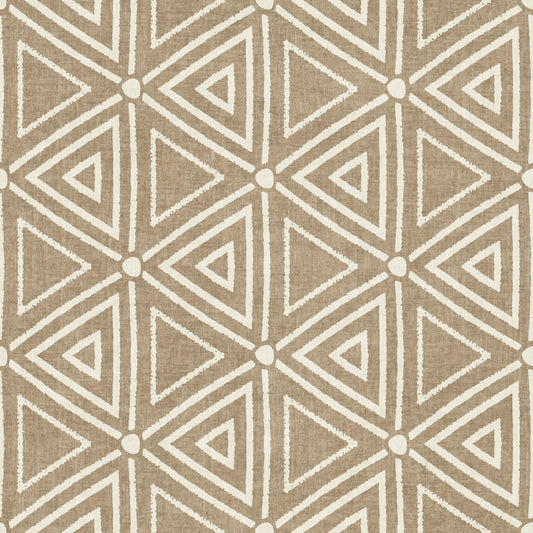Textured Mudcloth Geometric Triangles Boho Sand Beige Wallpaper⁠