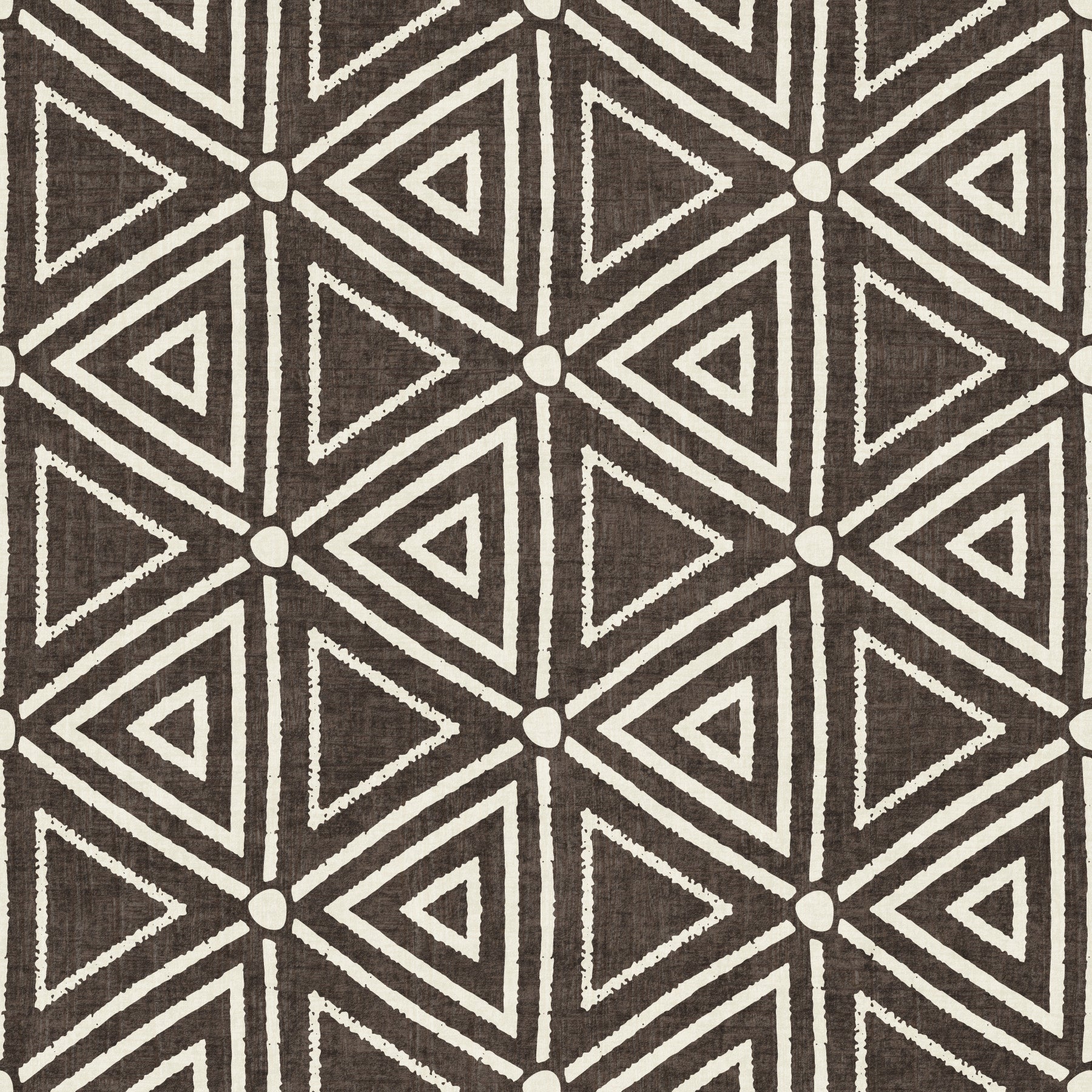 Textured Mudcloth Geometric Triangles Boho Dark Umber Brown  Wallpaper⁠