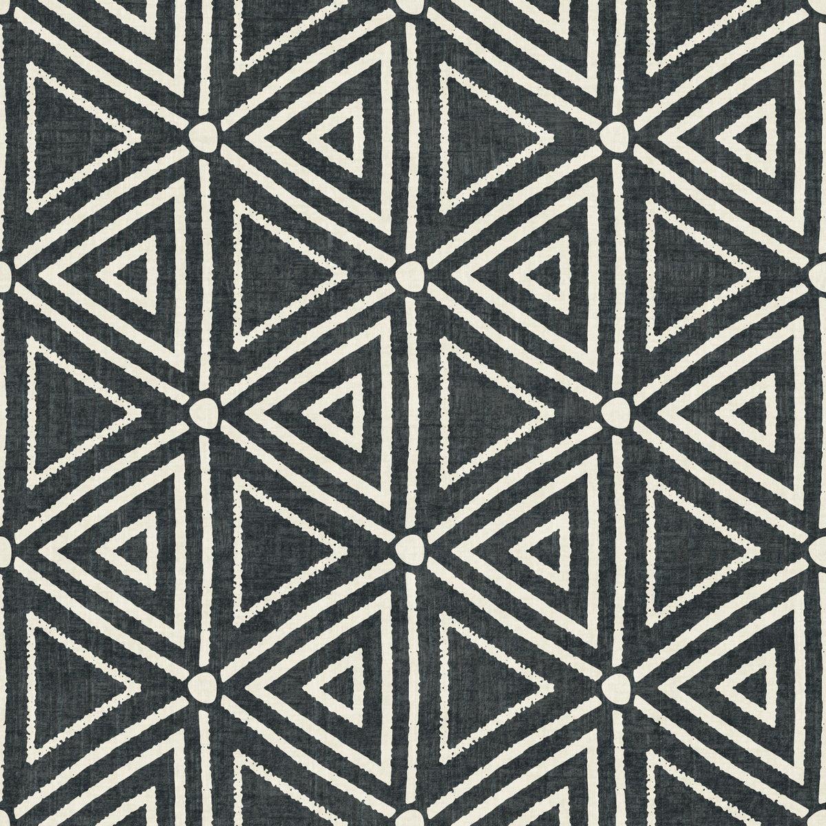 Textured Mudcloth Geometric Triangles Boho Charcoal Black  Wallpaper⁠
