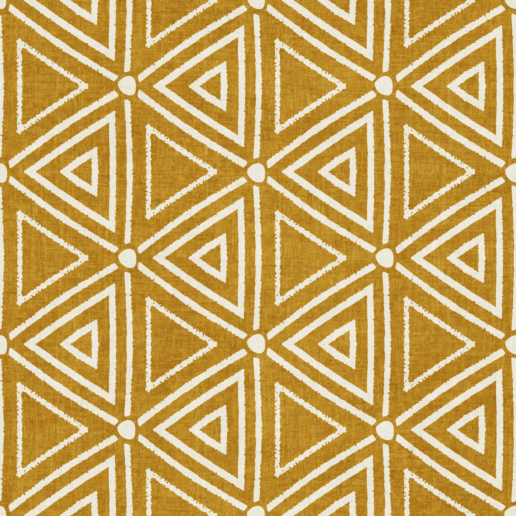 Textured Mudcloth Geometric Triangles Boho Mustard Yellow Wallpaper⁠