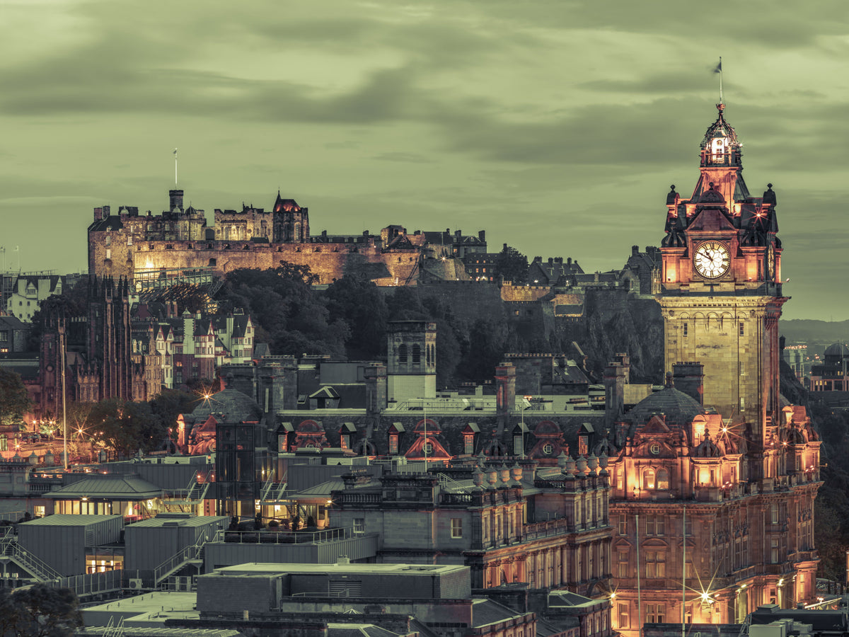 Edinburgh's Grandeur: Castle & Clock Tower Wall Mural