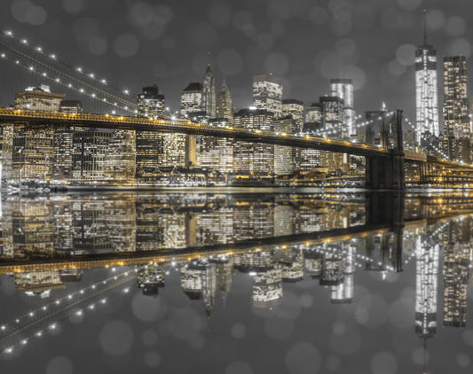 City of Gold & Gray: NYC Nightscape Wall Mural