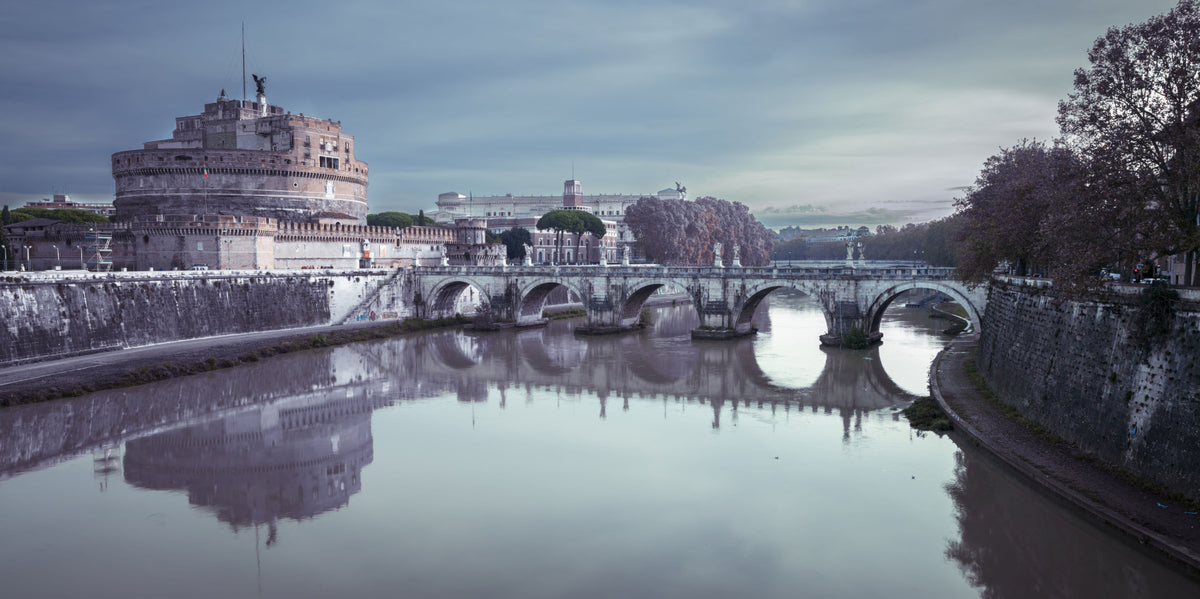 Roman Reflection: Castel Sant'Angelo's Grandeur Wall Mural in your room — zoomed